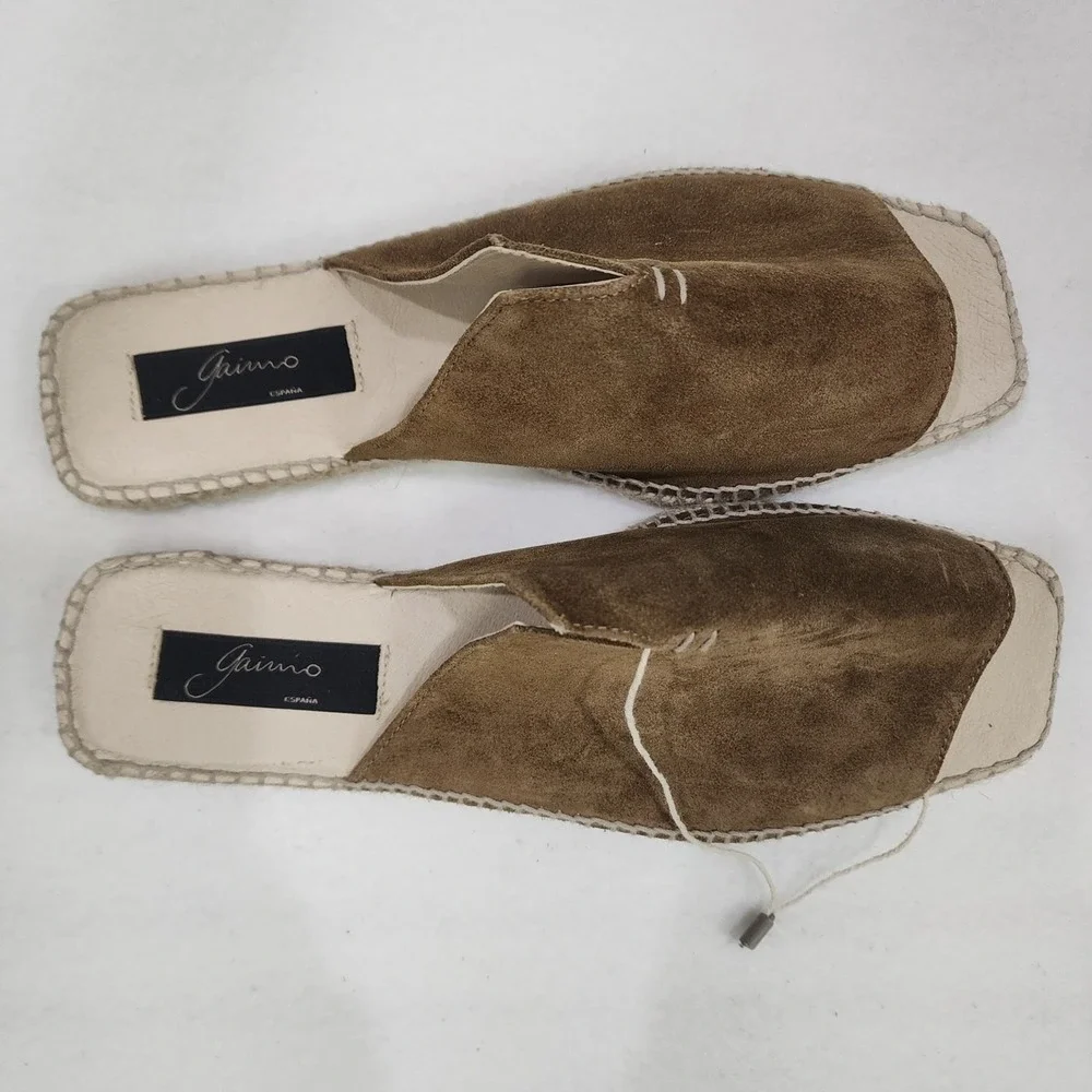 Gaimo Womens Eu 42 Us 11 Slide Brown Suede Comfort Slip On Espadrille Sandals